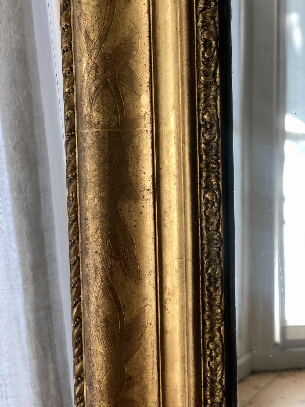 Antique French gilt Louis Philippe mirror c1860 - mercury glass  View III