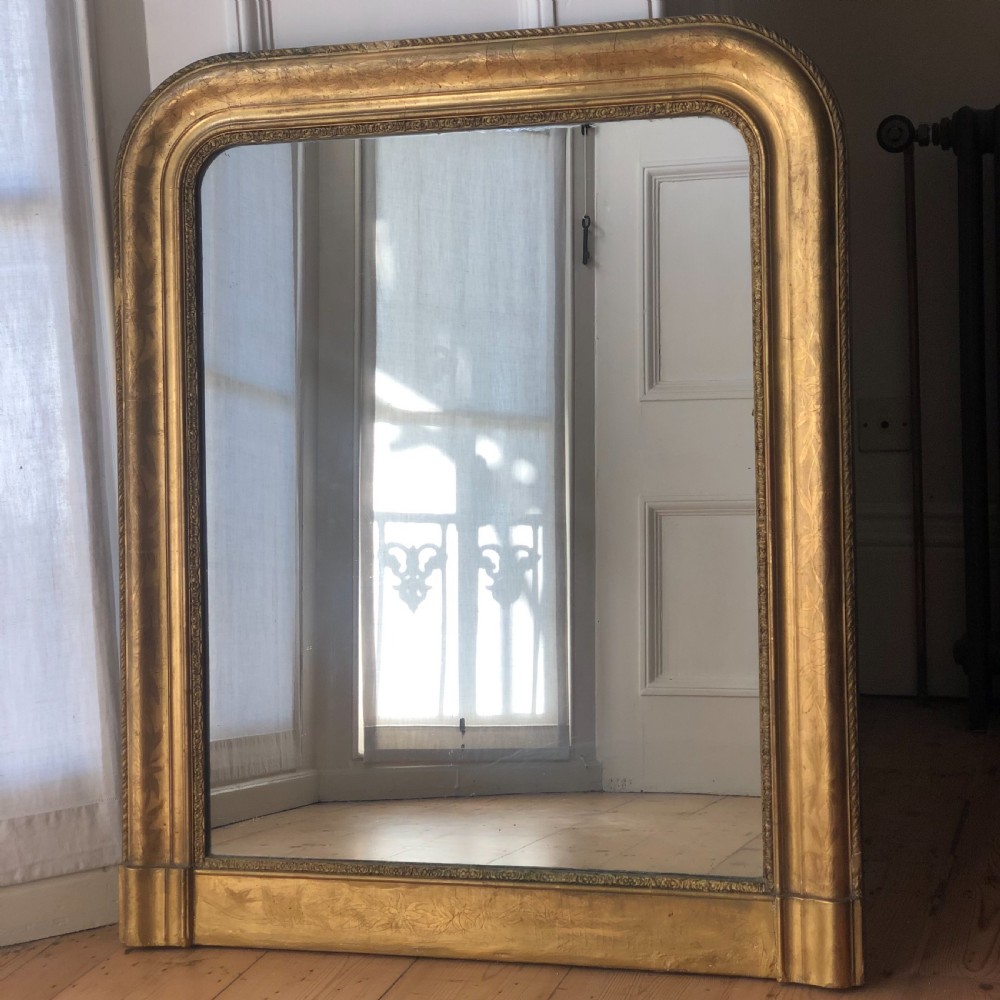 Antique French gilt Louis Philippe mirror c1860 - mercury glass  View V