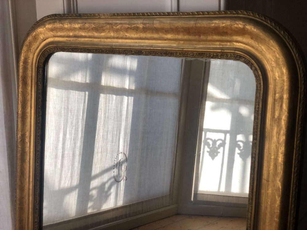 Antique French gilt Louis Philippe mirror c1860 - mercury glass  View VI