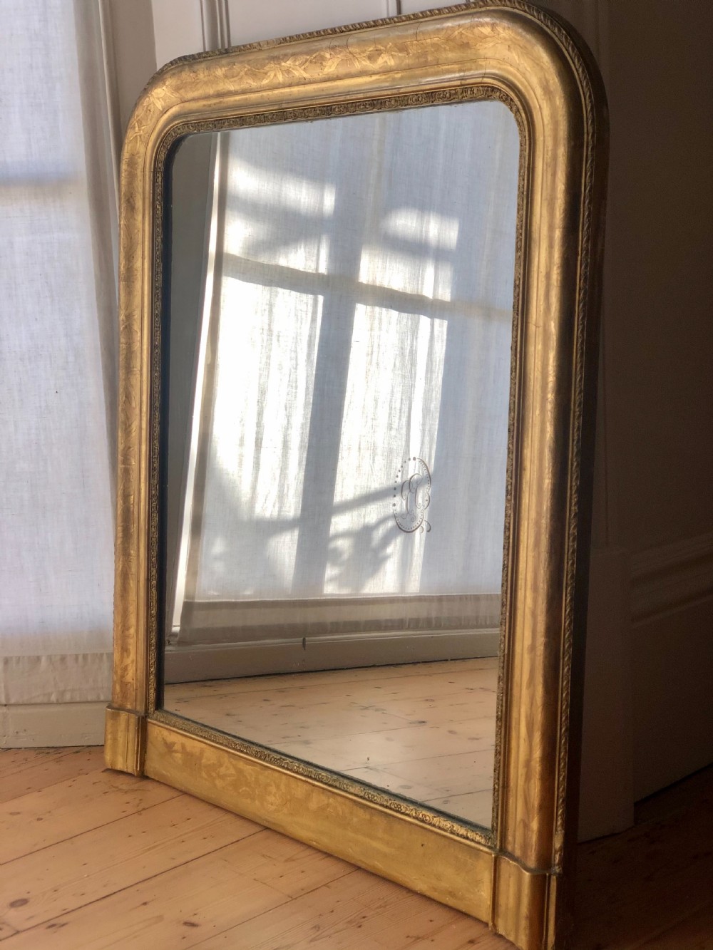 Antique French gilt Louis Philippe mirror c1860 - mercury glass  View IX