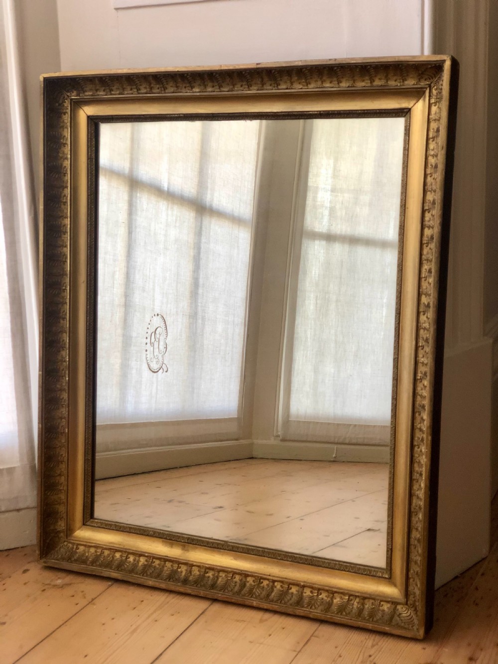 Antique French gilt Empire mirror c1810 - mercury glass