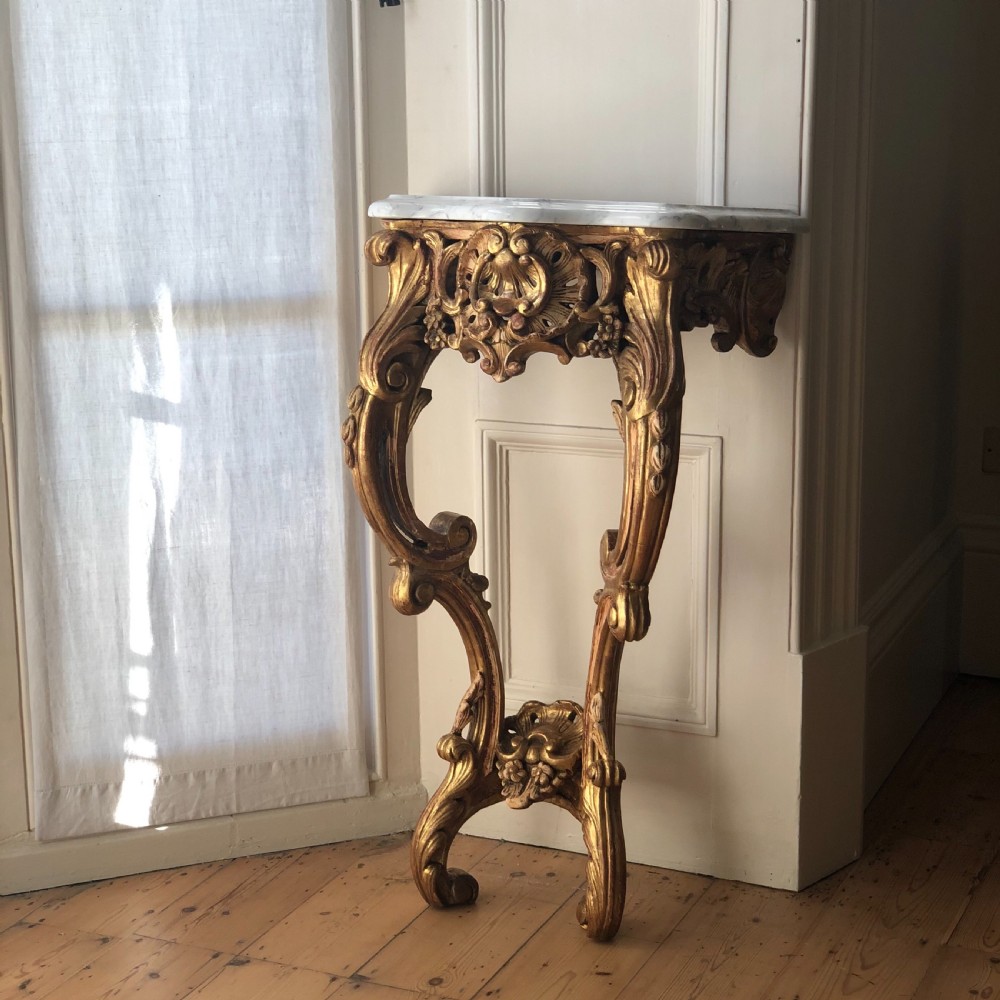 19th century antique French gilt and marble console table 