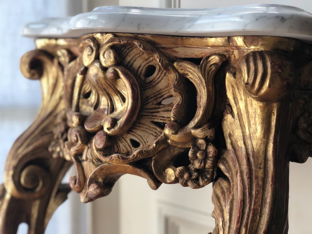 19th century antique French gilt and marble console table  View IV