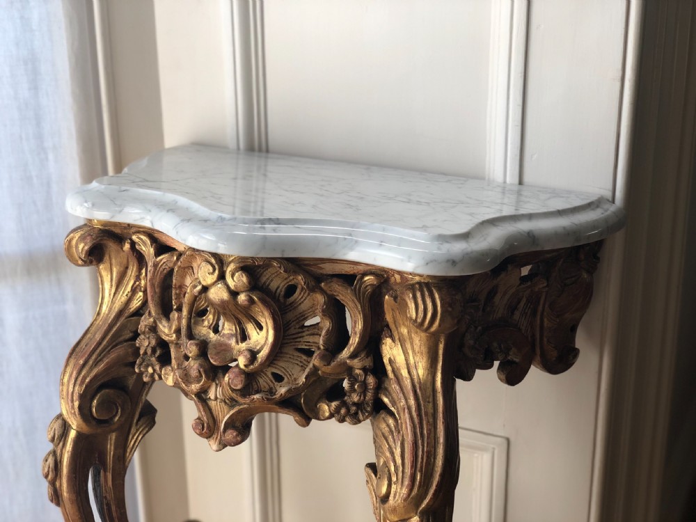 19th century antique French gilt and marble console table  View VI