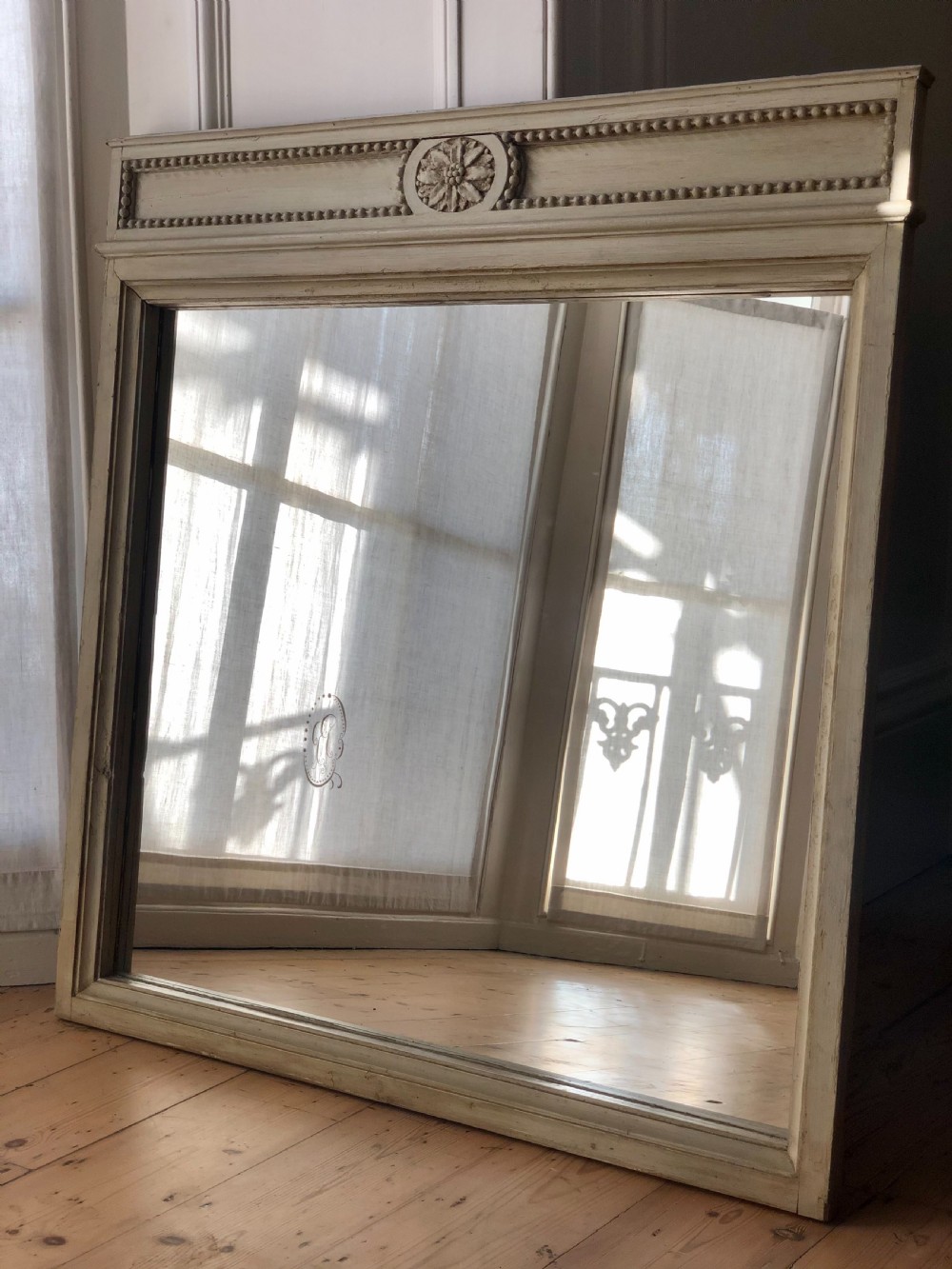 Antique French painted mirror - original paint. 