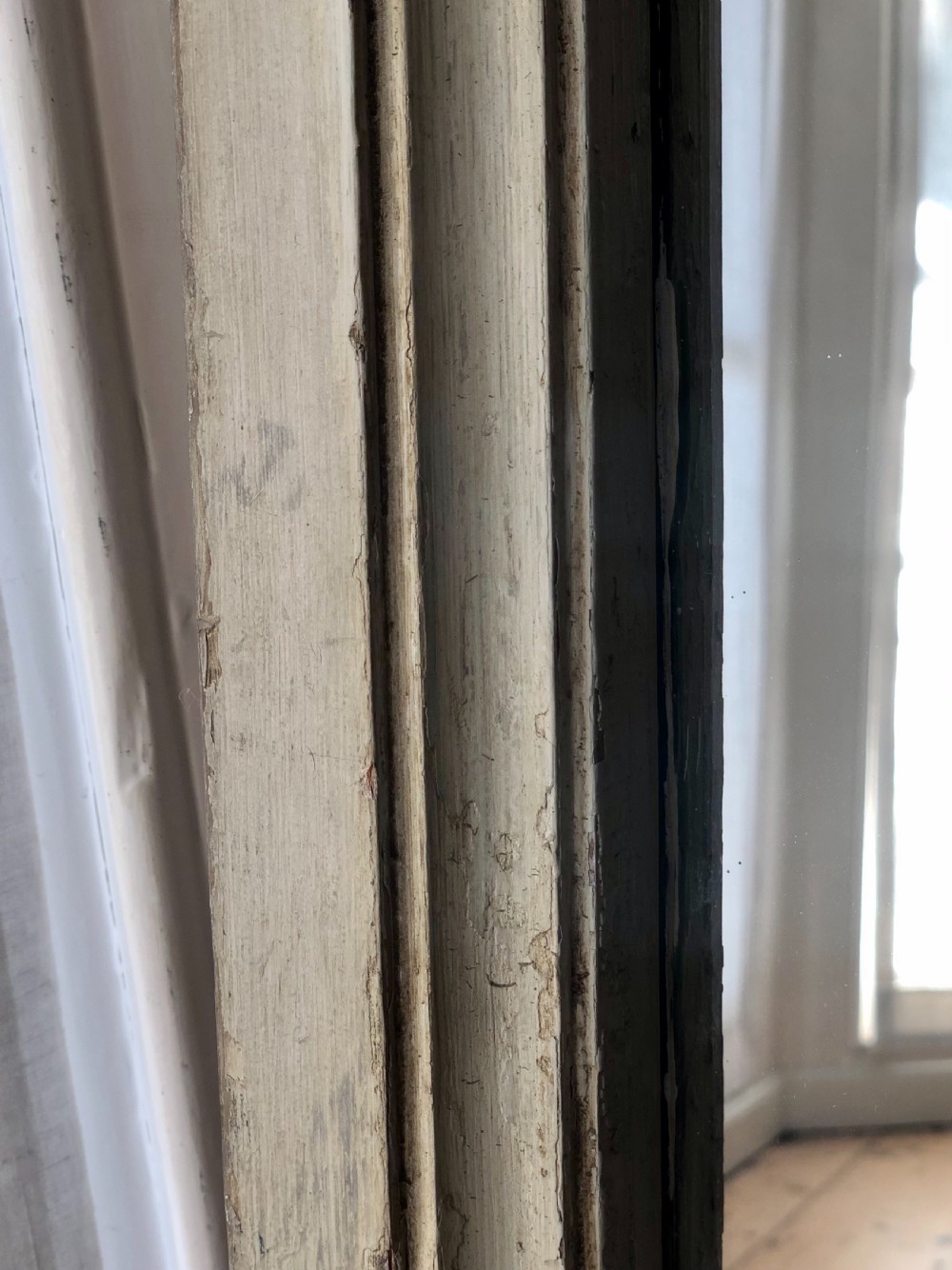 Antique French painted mirror - original paint.  View IV