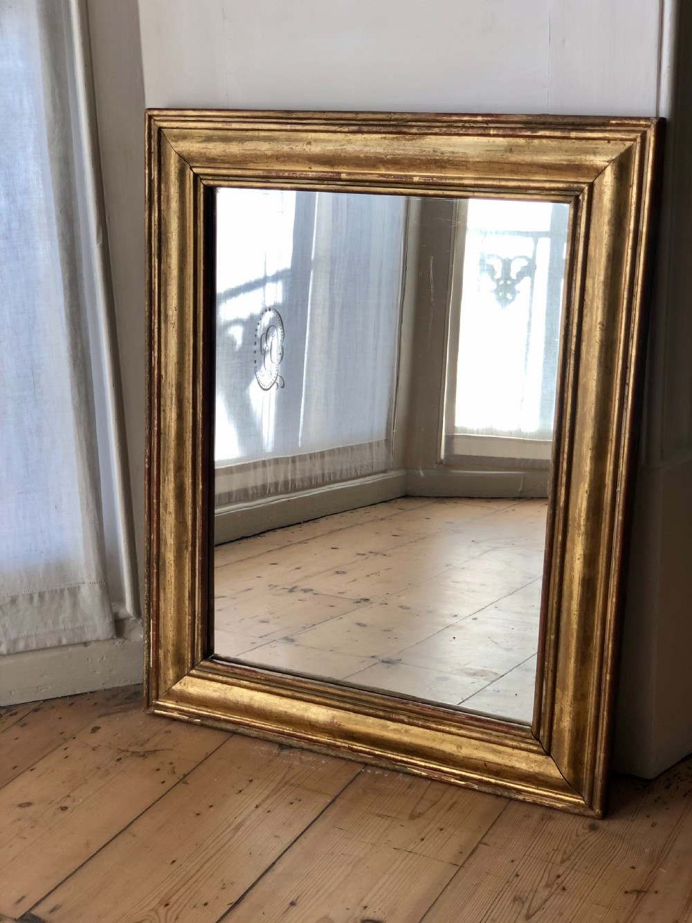 Antique French gilt rectangular mirror 