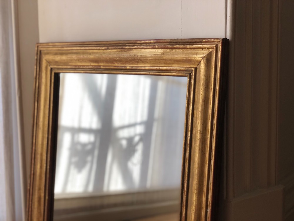 Antique French gilt rectangular mirror  View V