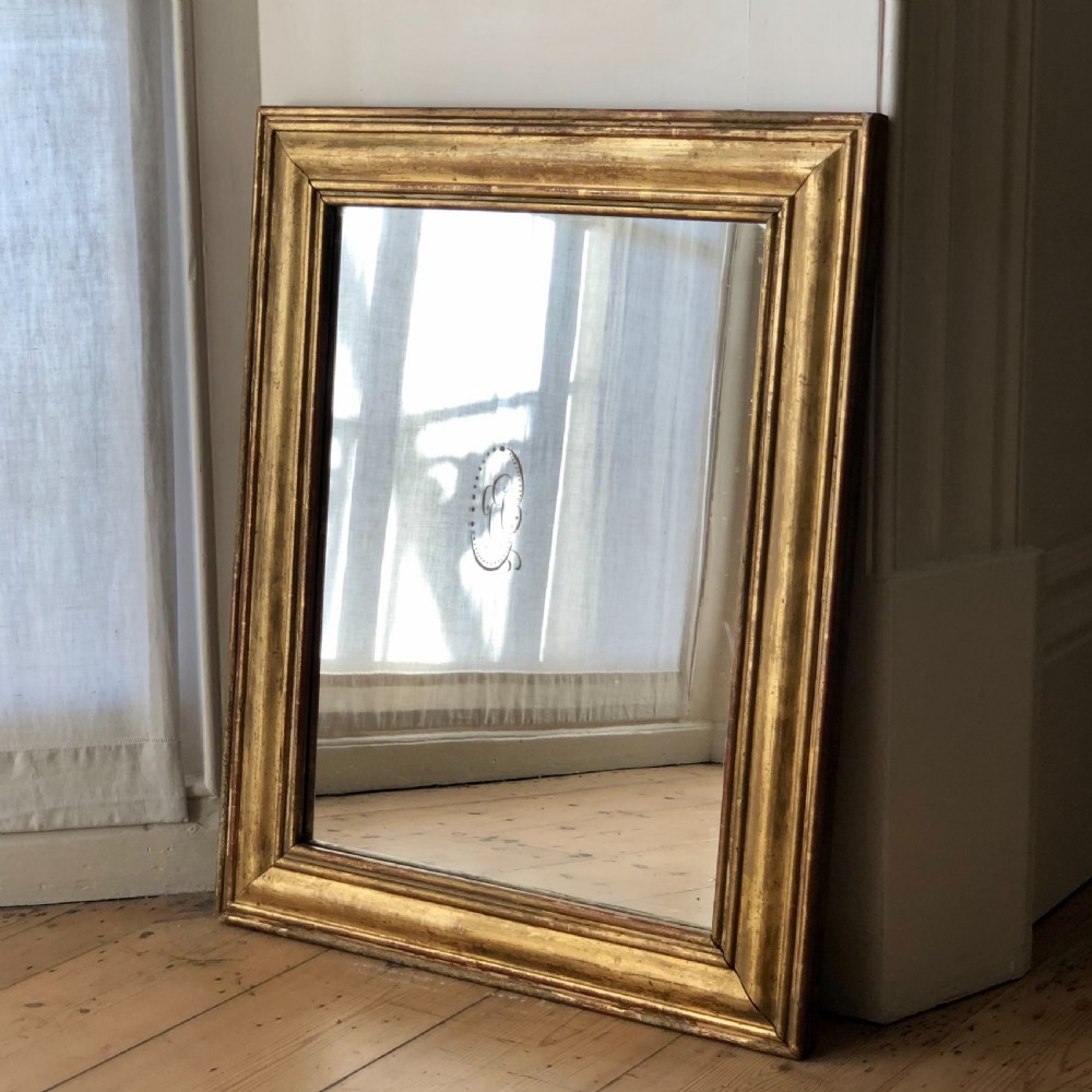 Antique French gilt rectangular mirror  View VI