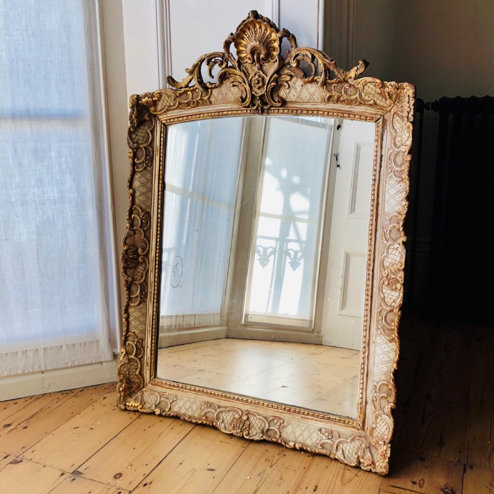 Antique French gilt and gesso Louis XV mirror 