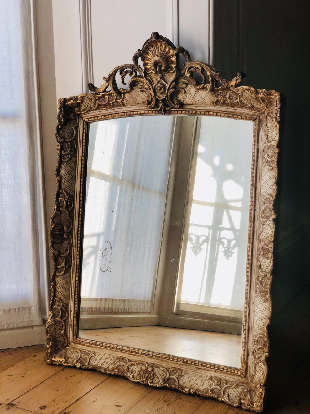 Antique French gilt and gesso Louis XV mirror  View II