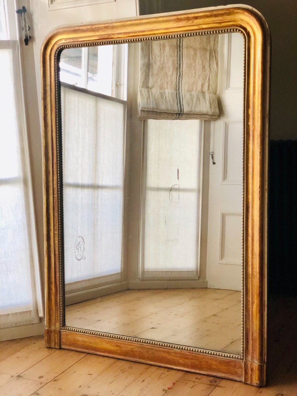 Antique French gilt Louis Philippe overmantel mirror c1850