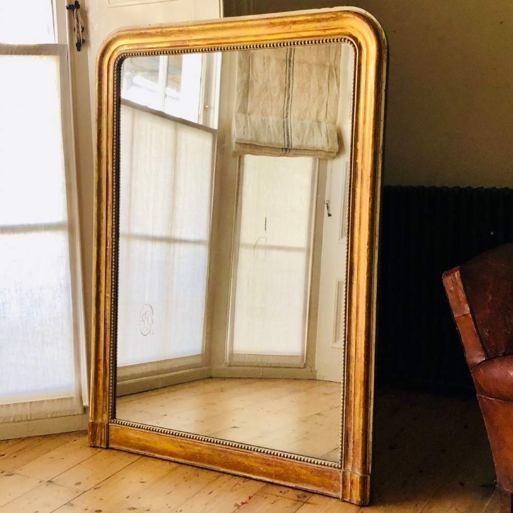 Antique French gilt Louis Philippe overmantel mirror c1850 View II