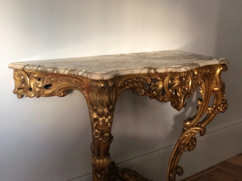 Antique French carved gilt wood and marble console table c1880 View IV