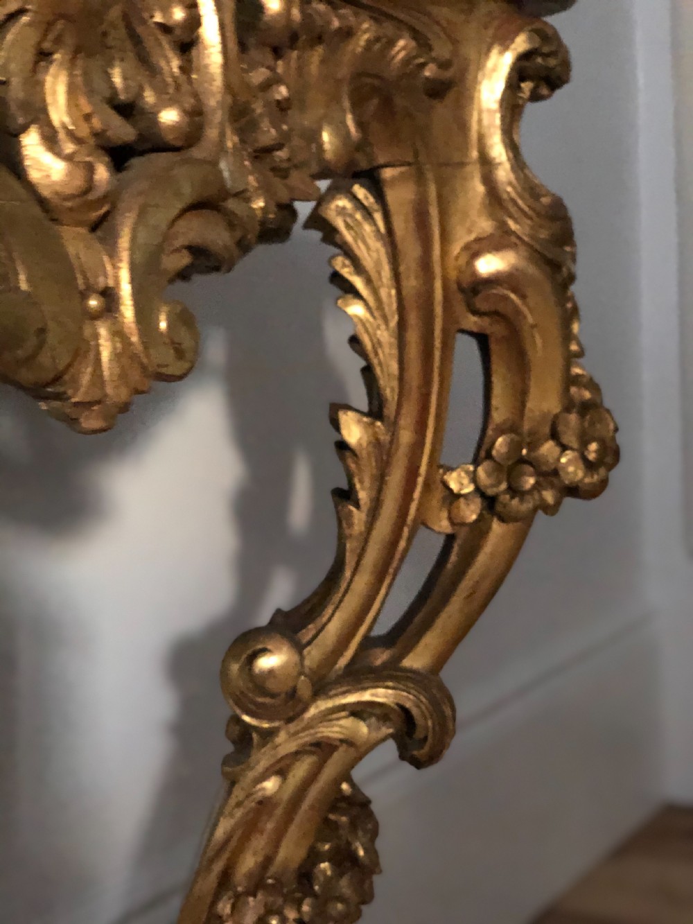 Antique French carved gilt wood and marble console table c1880 View VI