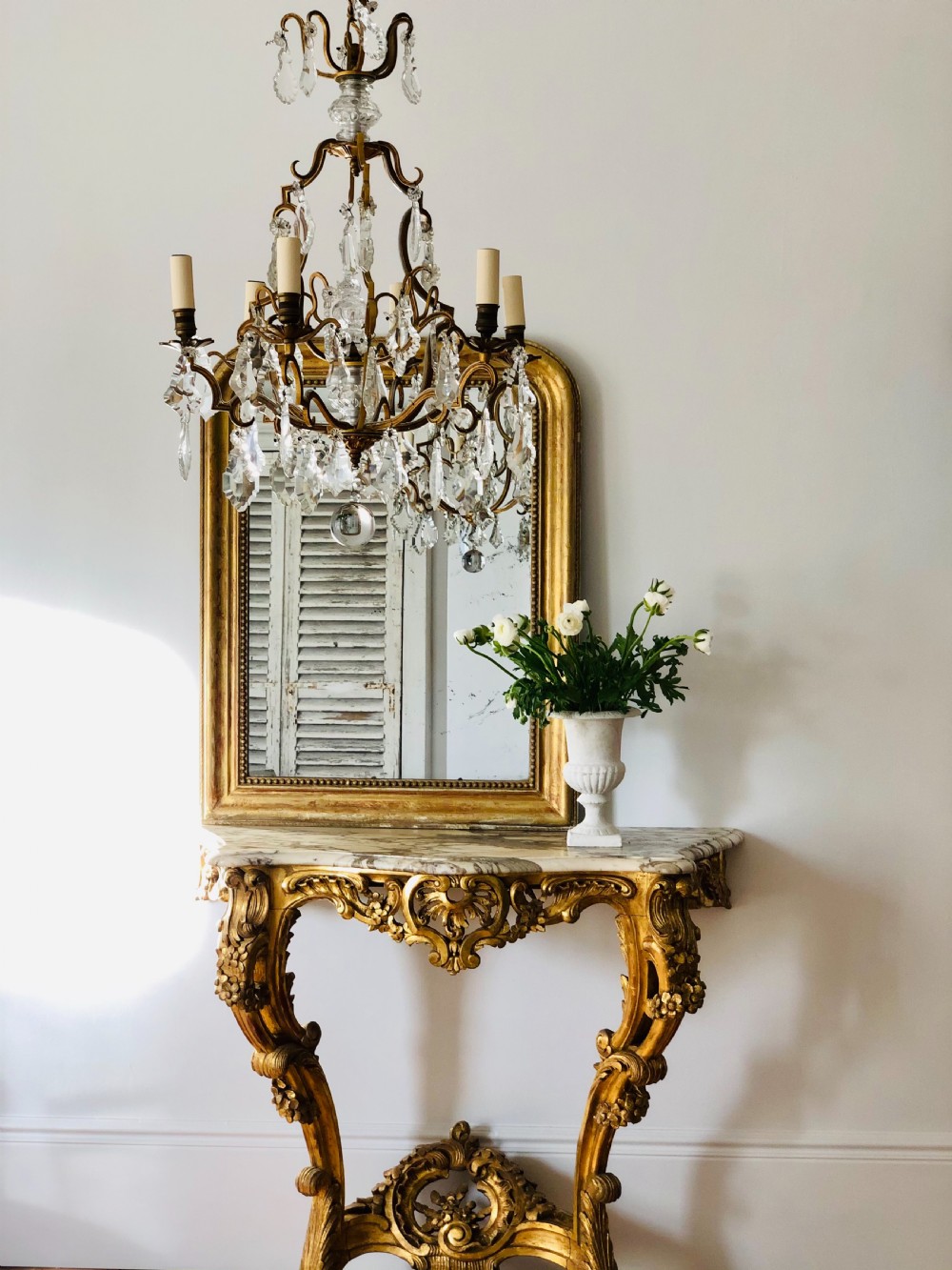 Antique French crystal cage chandelier - rewired  View II