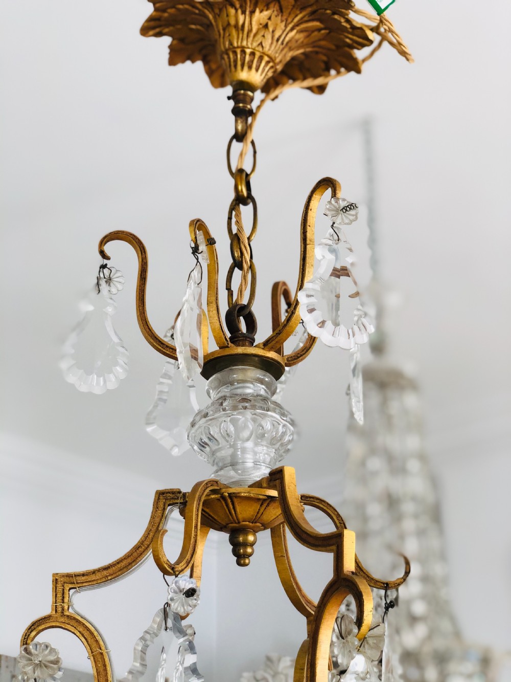 Antique French crystal cage chandelier - rewired  View IV