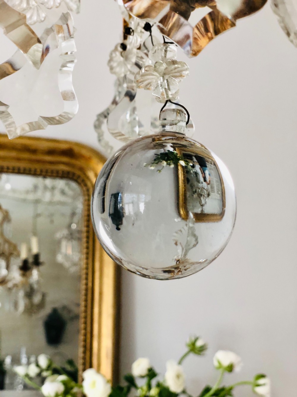 Antique French crystal cage chandelier - rewired  View V