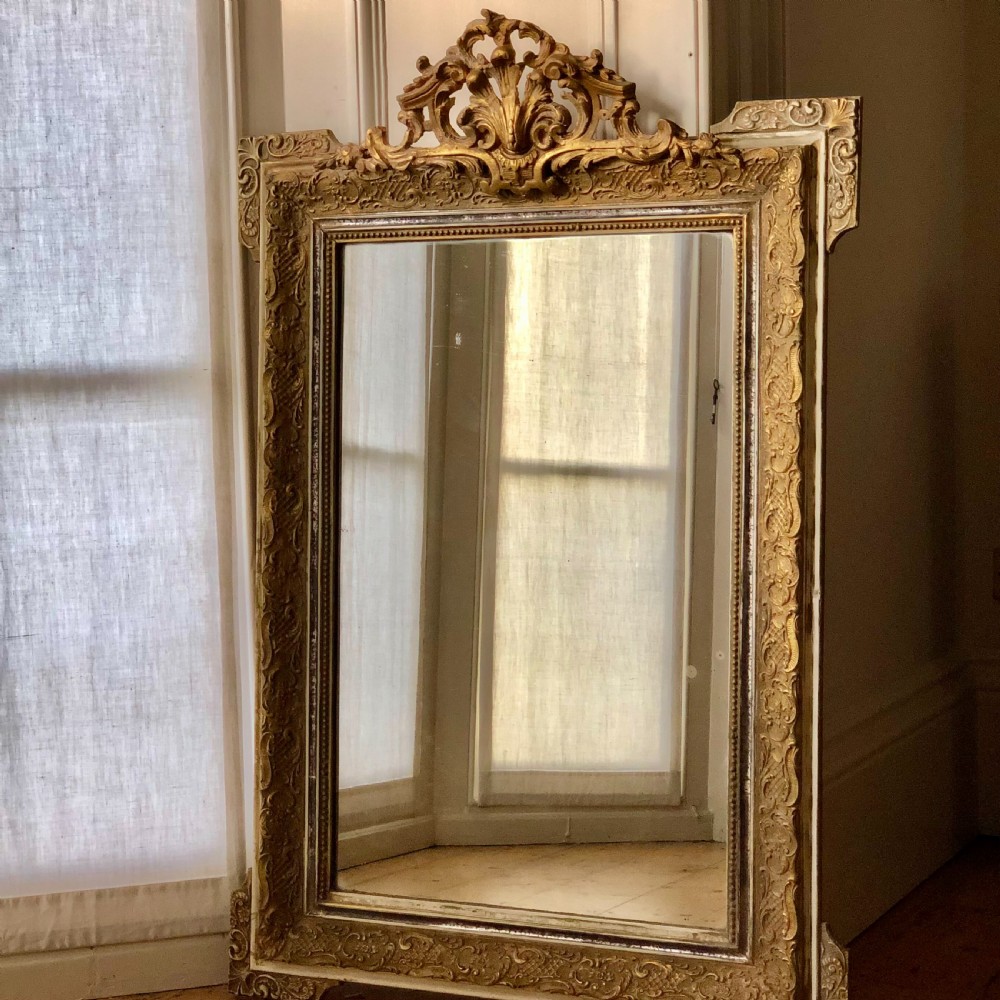 Antique French gilt crested mirror  View II