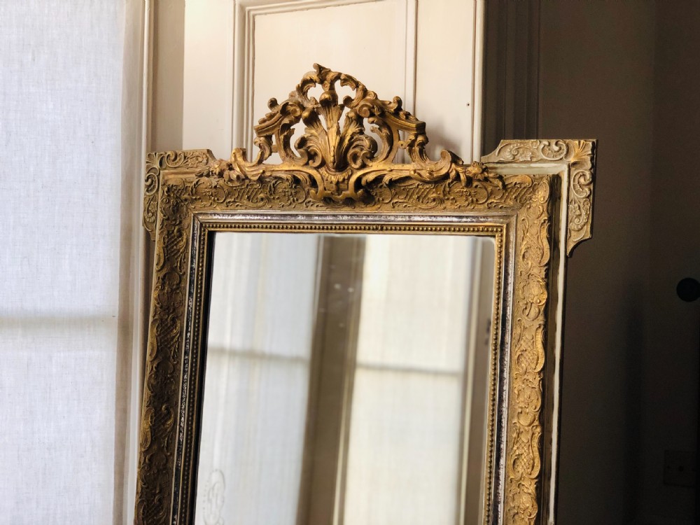 Antique French gilt crested mirror  View III