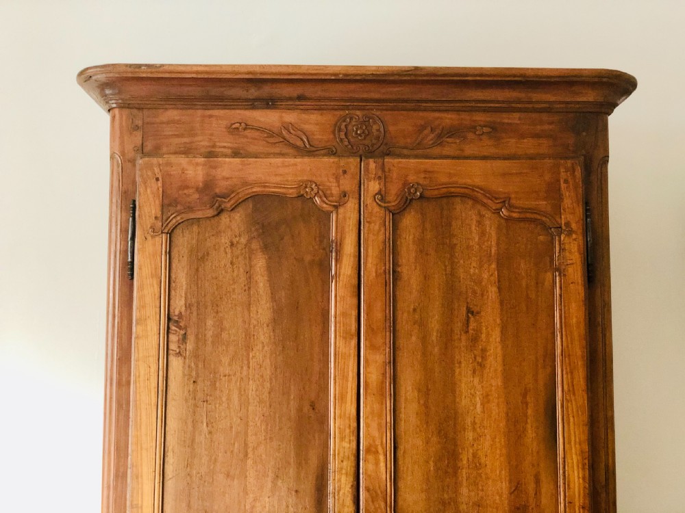 Antique French walnut armoire wardrobe with hanging rail View III