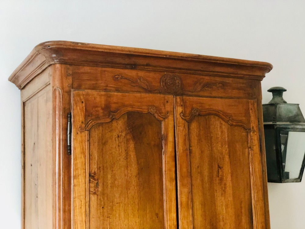 Antique French walnut armoire wardrobe with hanging rail View V
