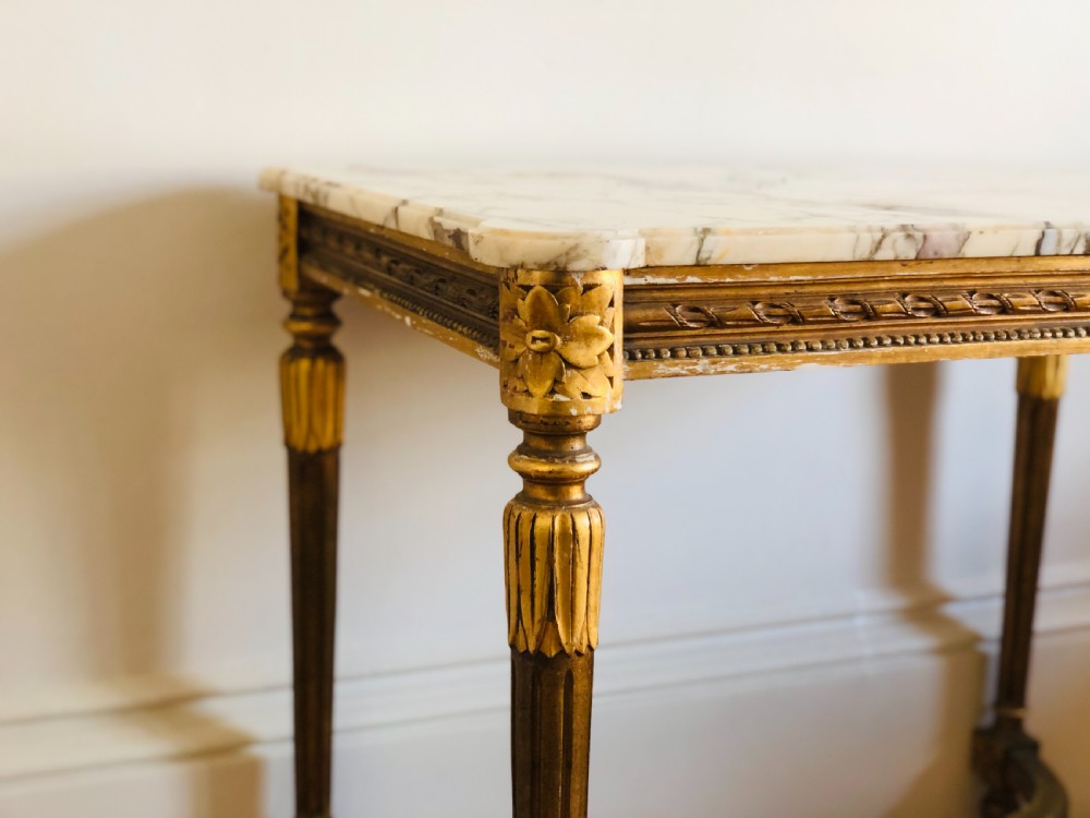 Antique French gilt and marble occasional table  View V