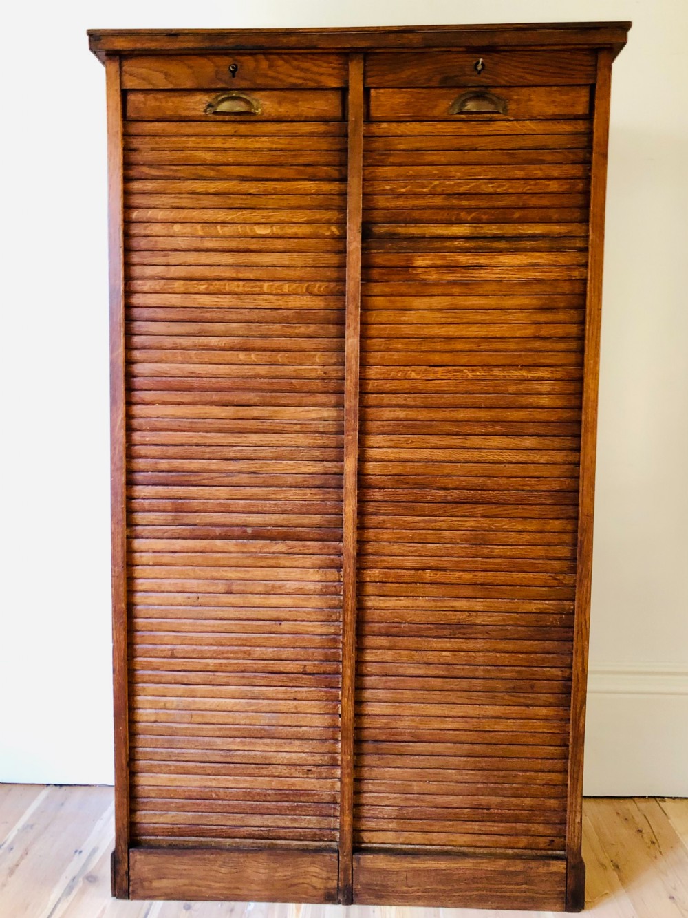  Antique French oak double tambour filing cabinet 