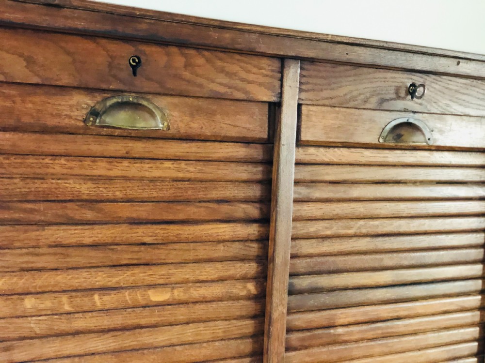  Antique French oak double tambour filing cabinet  View II