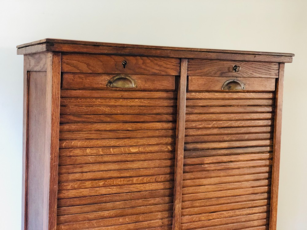  Antique French oak double tambour filing cabinet  View III