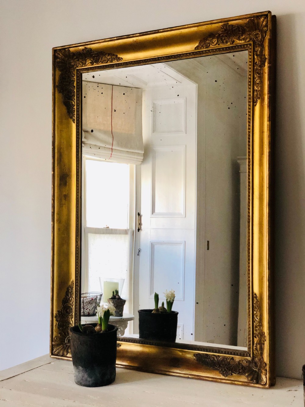 Antique French gilt rectangular mirror 