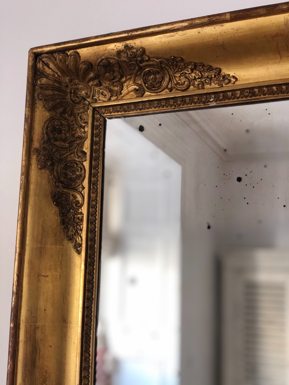 Antique French gilt rectangular mirror  View II