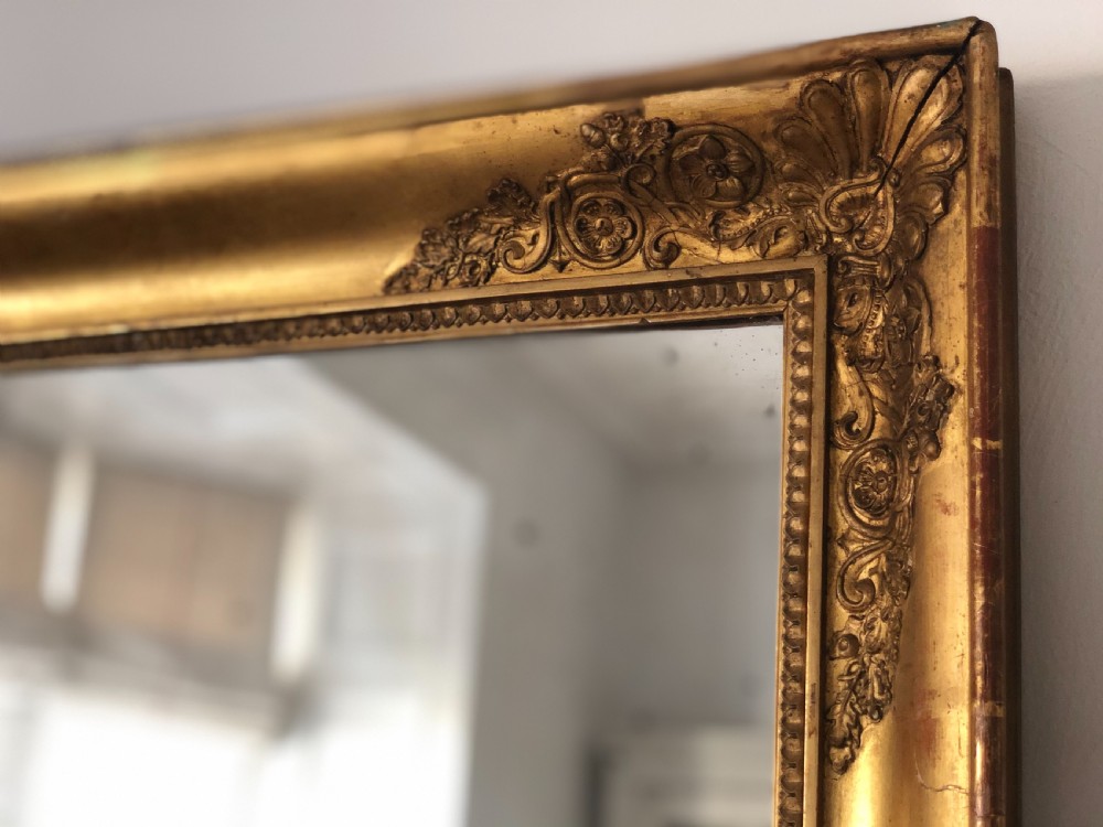 Antique French gilt rectangular mirror  View V
