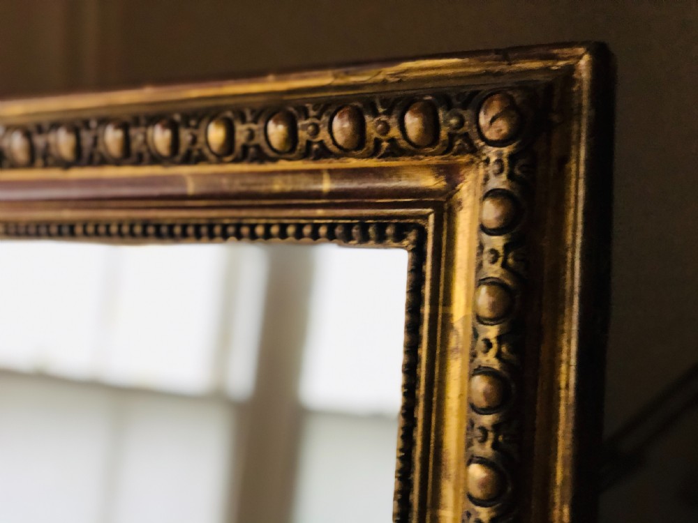 19th century French gilt leaner mirror overmantel View II