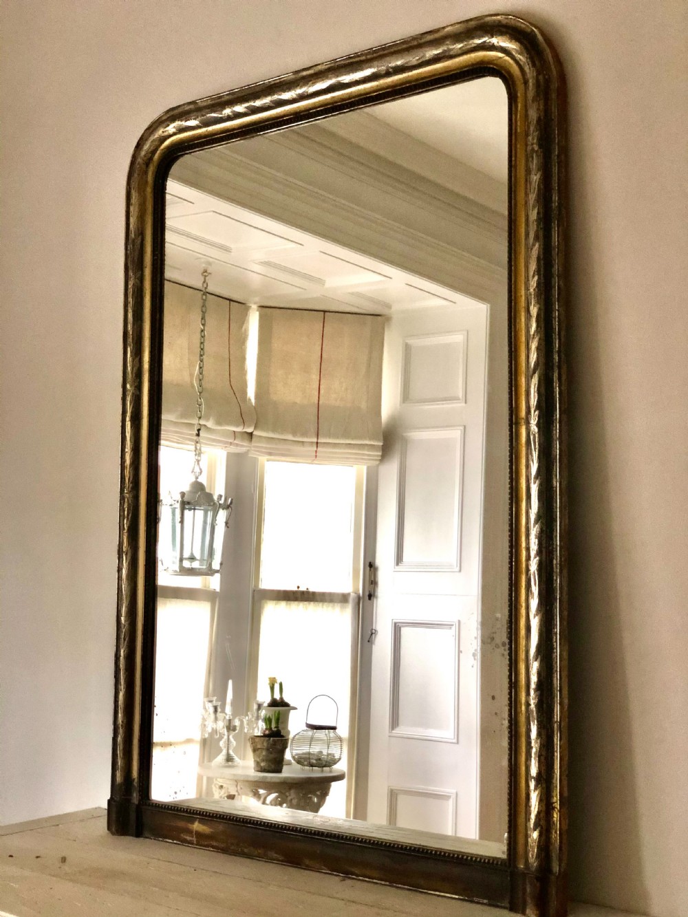 Antique French silver gilt Louis Philippe mirror 