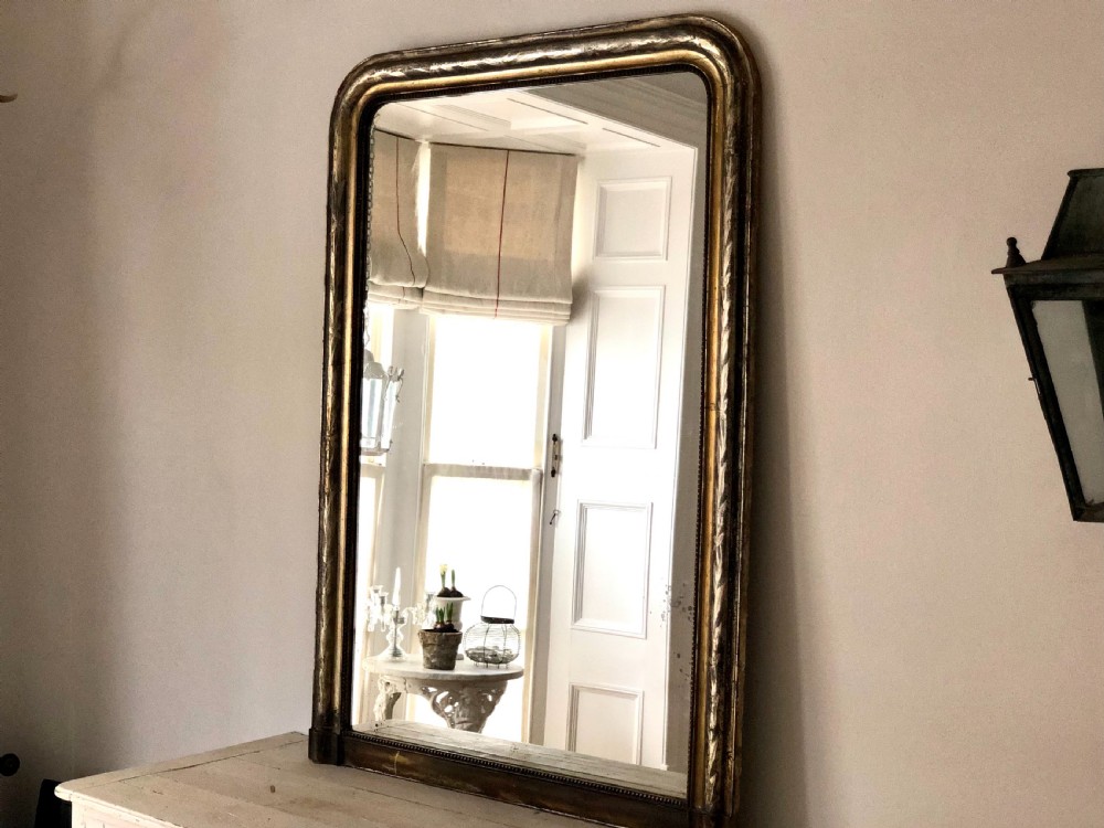 Antique French silver gilt Louis Philippe mirror  View II