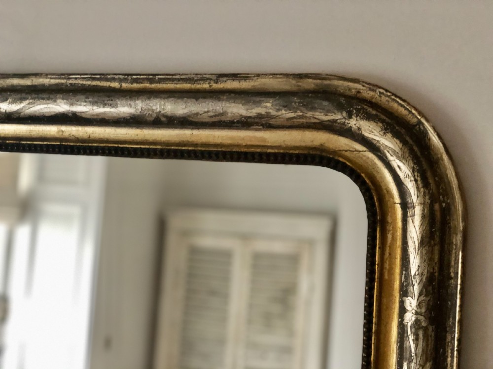 Antique French silver gilt Louis Philippe mirror  View III