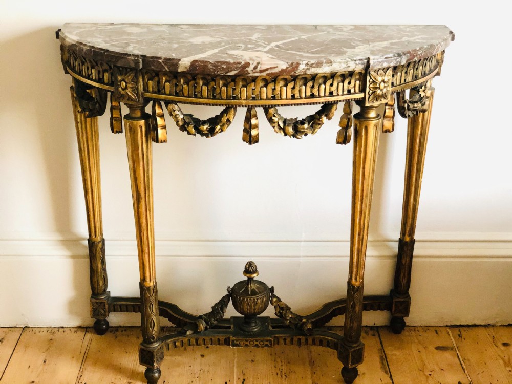 19th century French gilt and marble console table  View IV