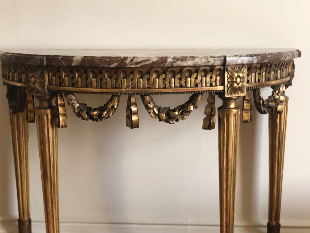 19th century French gilt and marble console table  View VI