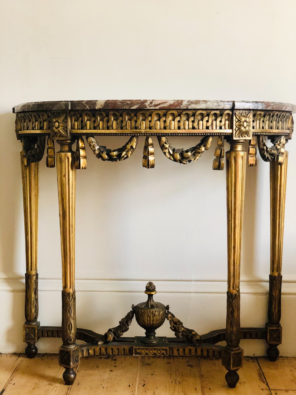 19th century French gilt and marble console table  View VII