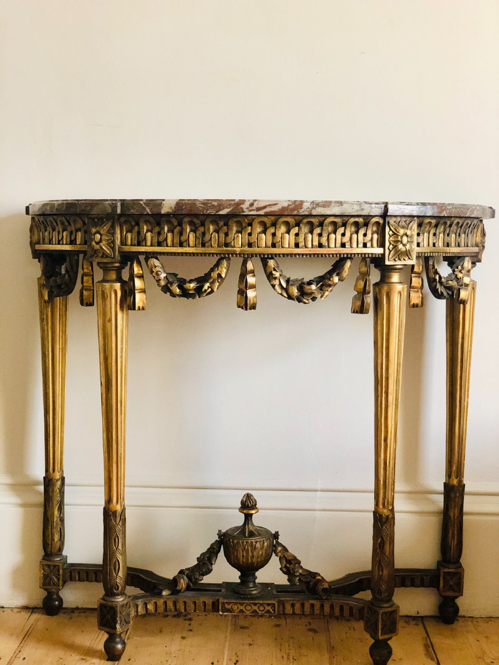 19th century French gilt and marble console table  View VIII