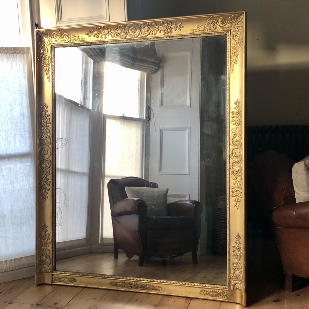 Antique French gilt Empire mirror c1830 - mercury glass