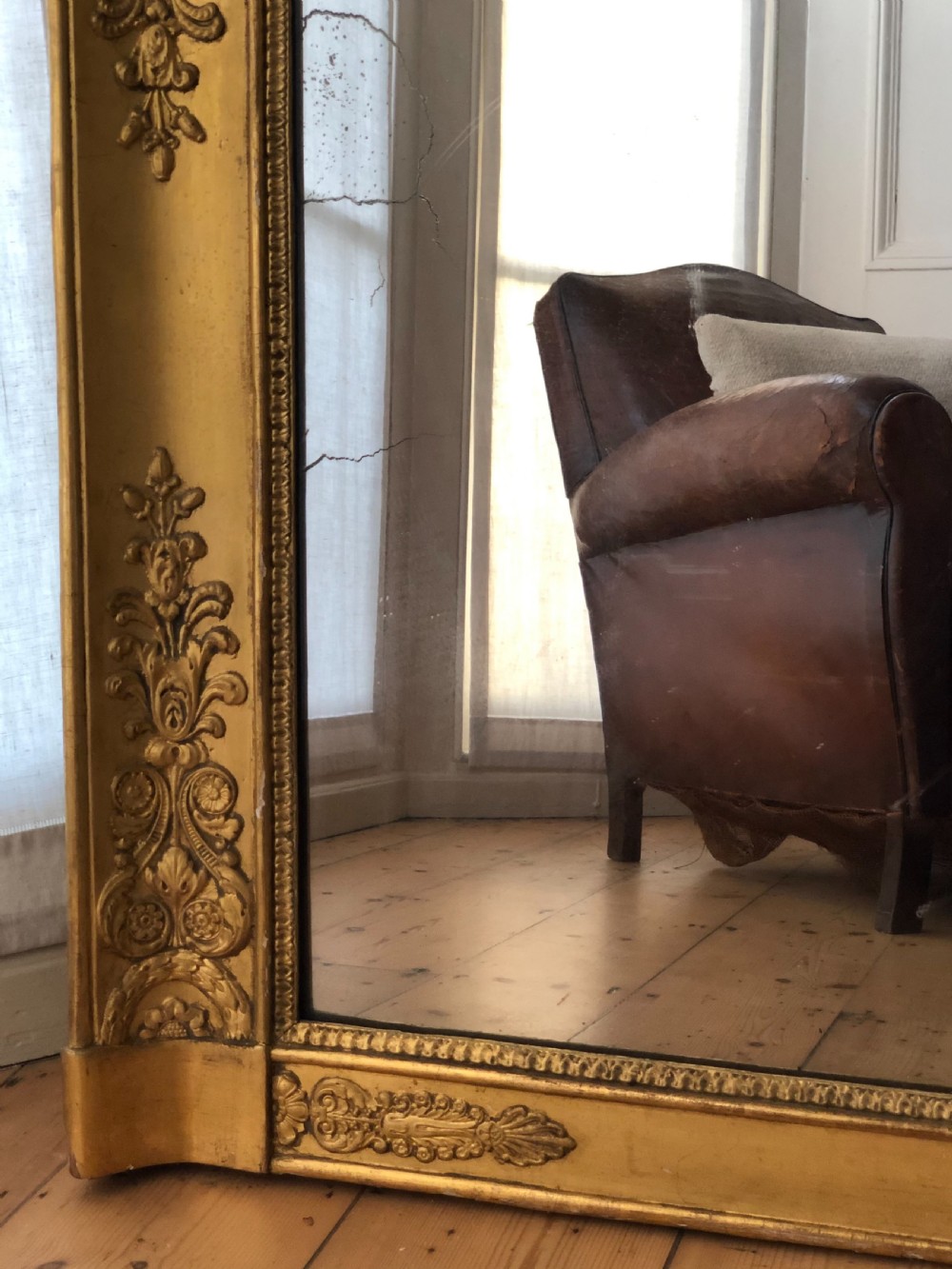 Antique French gilt Empire mirror c1830 - mercury glass View IV