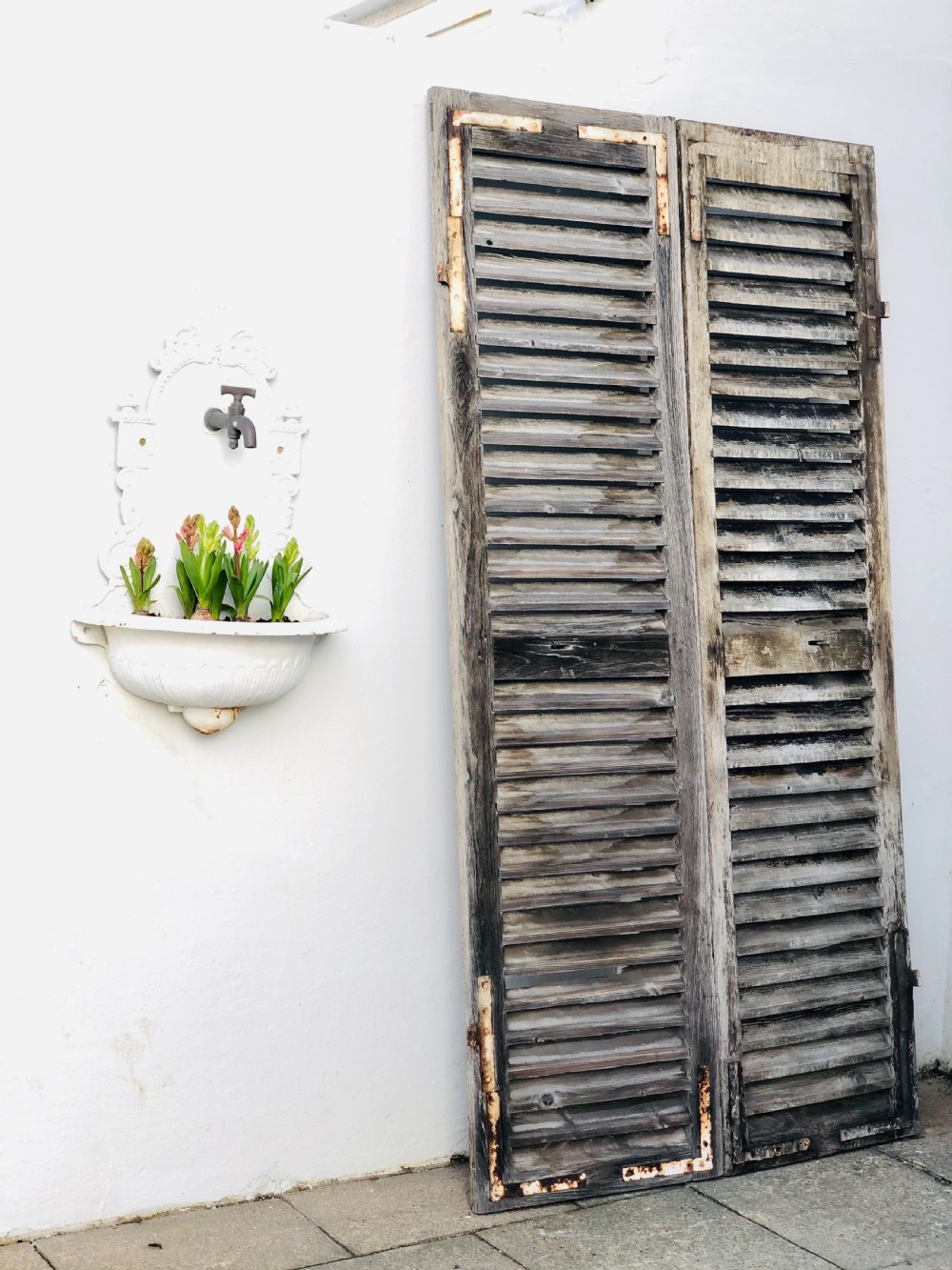 Antique French oak shutters  View V