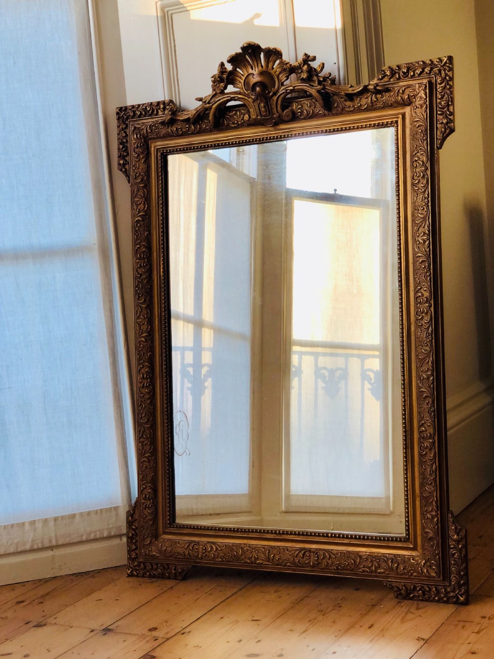 Antique French crested mirror