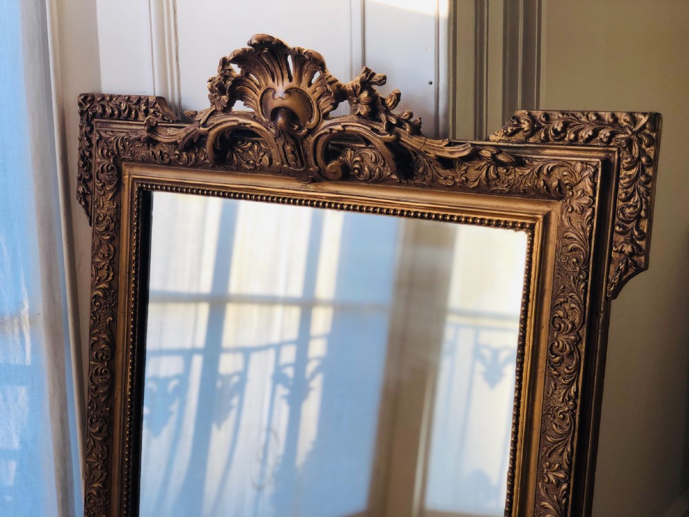 Antique French crested mirror View III