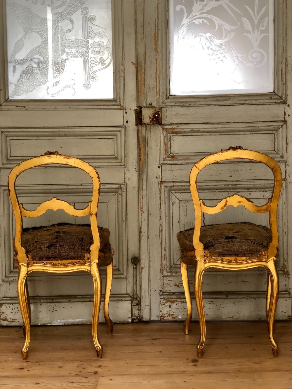 Antique French Louis XVI gilt chairs  View III
