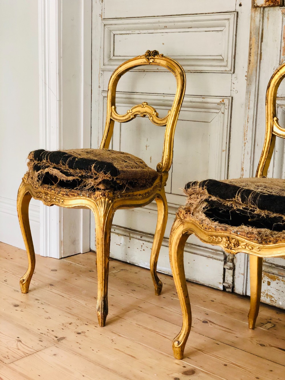 Antique French Louis XVI gilt chairs  View V