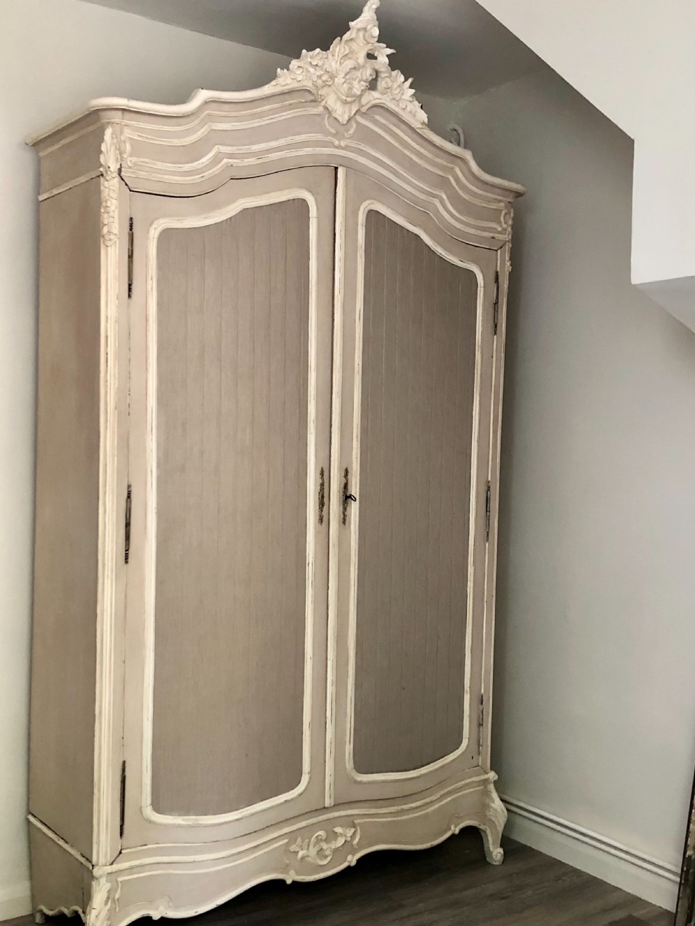 Antique French double Louis XV painted armoire  View VI