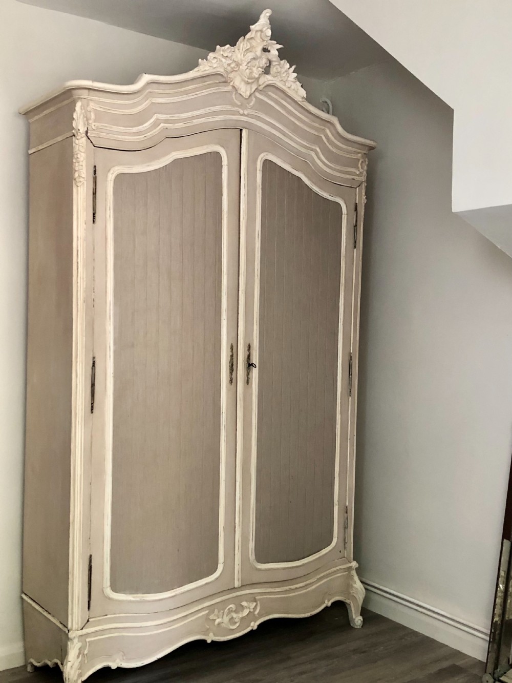 Antique French double Louis XV painted armoire  View VII